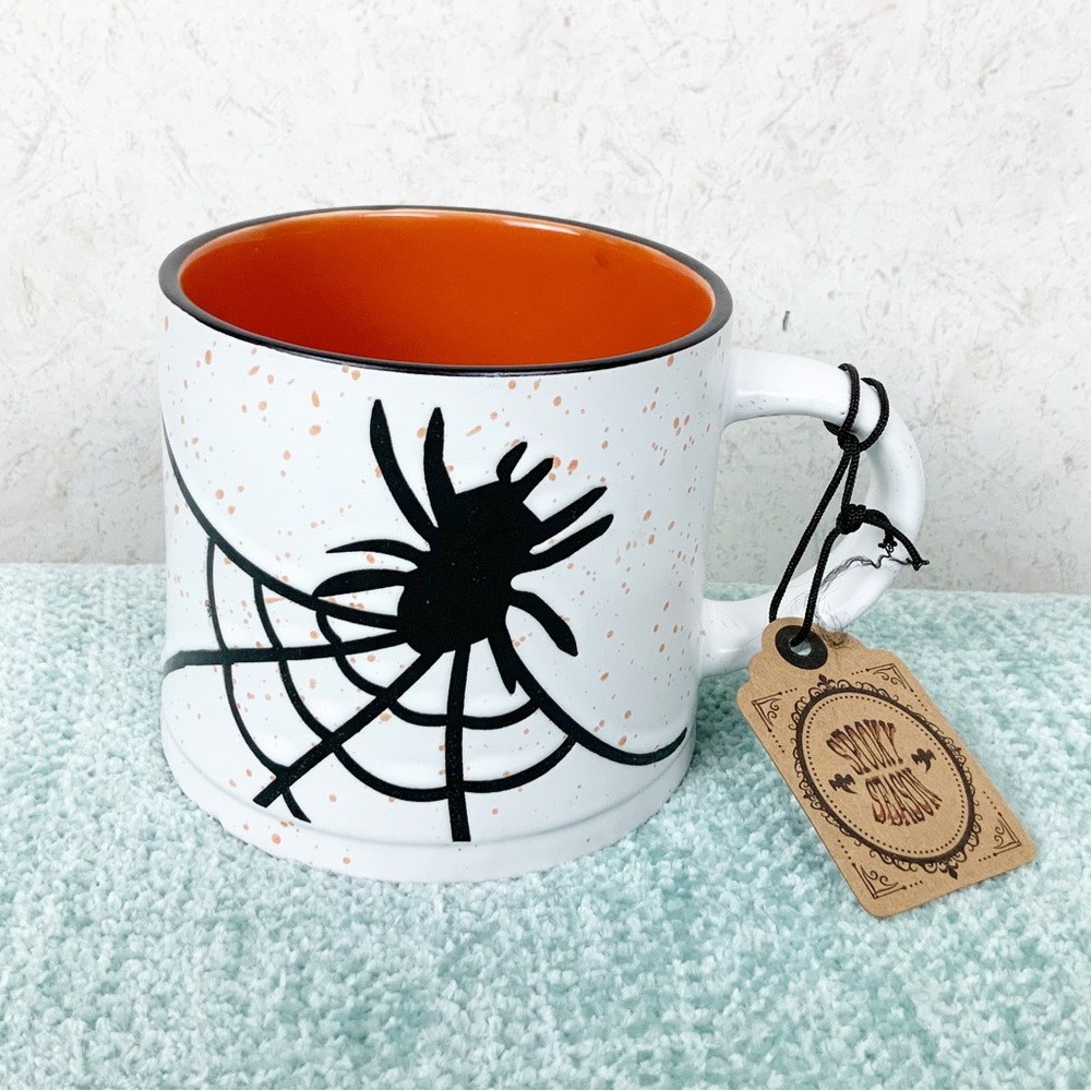 Global Design Connections Black Widow Spider & Web Speckled Mug 16 Oz Halloween